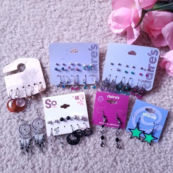 Claire's Jewelry - Bundle for $7 Small Lot of Various Colorful Stud and Dangle Earrings For Crafts